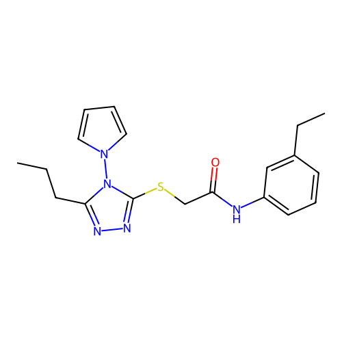 N-(3-ethylphenyl)-2-{[5-propyl-4-(1H-pyrrol-1-yl)-4H-1,2,4-triazol-3-yl]sulfanyl}acetamide structure