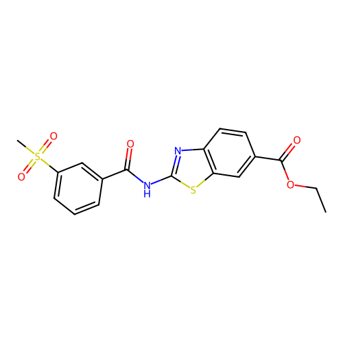 Ethyl 2-(3-(methylsulfonyl)benzamido)benzo[d]thiazole-6-carboxylate structure