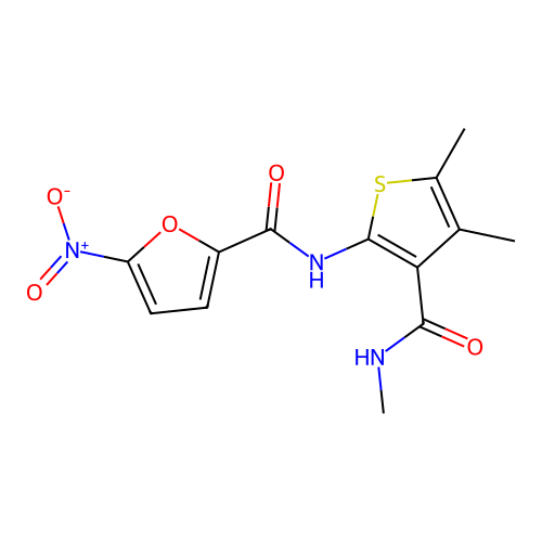 N-[4,5-dimethyl-3-(methylcarbamoyl)thiophen-2-yl]-5-nitrofuran-2-carboxamide structure