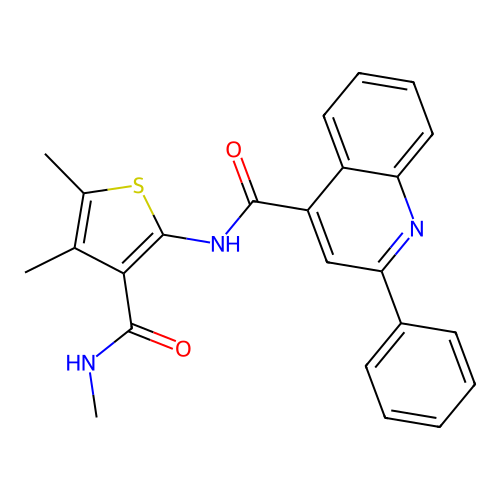 N-[4,5-dimethyl-3-(methylcarbamoyl)thiophen-2-yl]-2-phenylquinoline-4-carboxamide structure