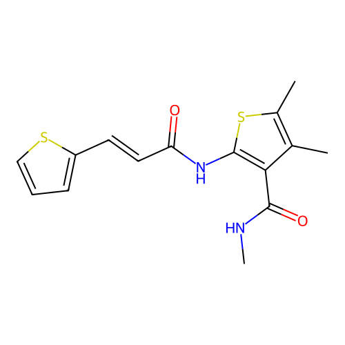 (E)-N,4,5-trimethyl-2-(3-(thiophen-2-yl)acrylamido)thiophene-3-carboxamide structure