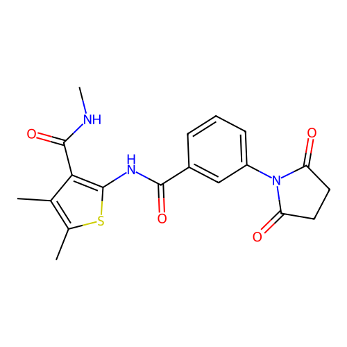 2-(3-(2,5-dioxopyrrolidin-1-yl)benzamido)-N,4,5-trimethylthiophene-3-carboxamide structure