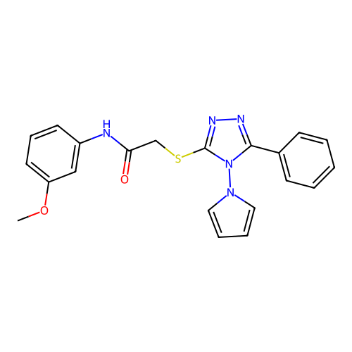 N-(3-methoxyphenyl)-2-{[5-phenyl-4-(1H-pyrrol-1-yl)-4H-1,2,4-triazol-3-yl]sulfanyl}acetamide structure