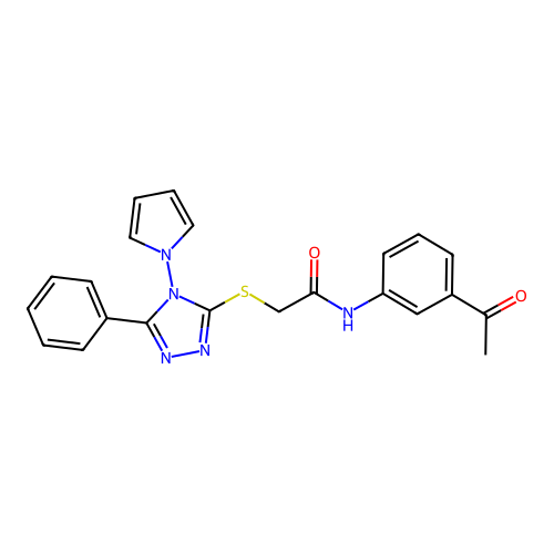 N-(3-acetylphenyl)-2-{[5-phenyl-4-(1H-pyrrol-1-yl)-4H-1,2,4-triazol-3-yl]sulfanyl}acetamide structure