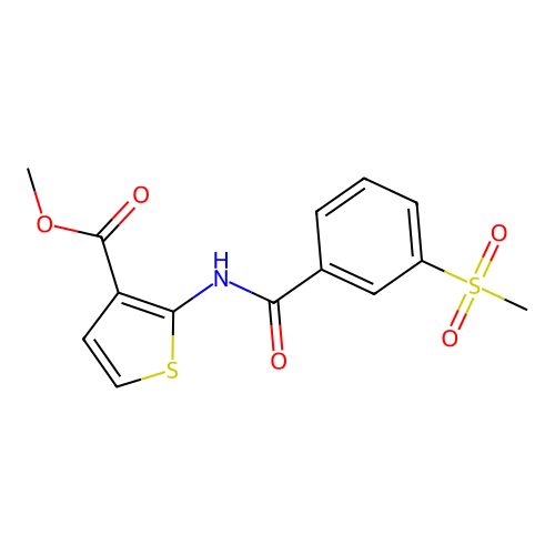 Methyl 2-(3-(methylsulfonyl)benzamido)thiophene-3-carboxylate structure