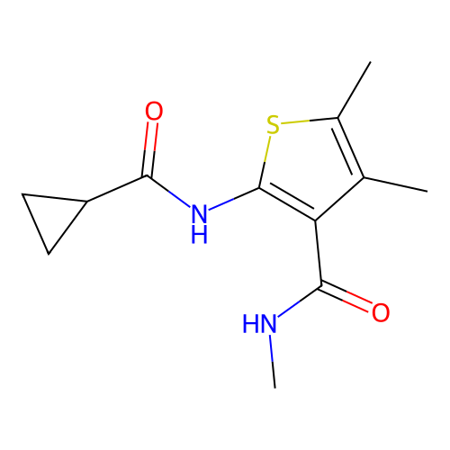 2-(cyclopropanecarboxamido)-N,4,5-trimethylthiophene-3-carboxamide structure