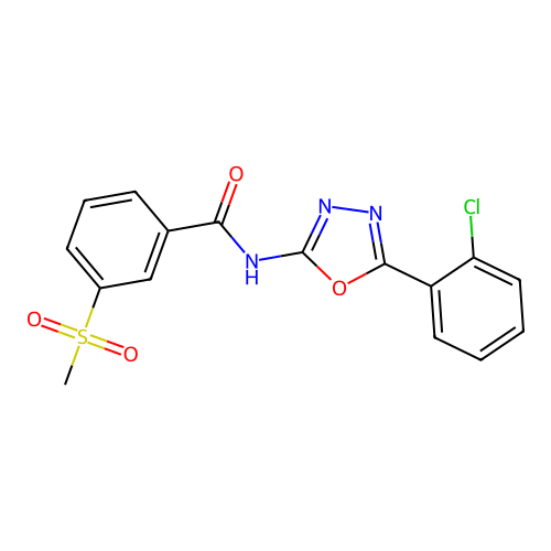 N-[5-(2-chlorophenyl)-1,3,4-oxadiazol-2-yl]-3-methylsulfonylbenzamide structure
