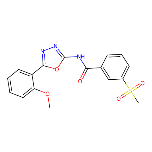 N-[5-(2-methoxyphenyl)-1,3,4-oxadiazol-2-yl]-3-methylsulfonylbenzamide structure
