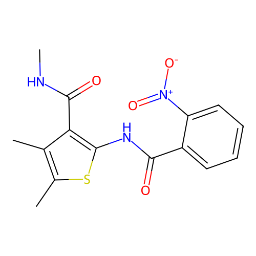 N,4,5-trimethyl-2-(2-nitrobenzamido)thiophene-3-carboxamide structure