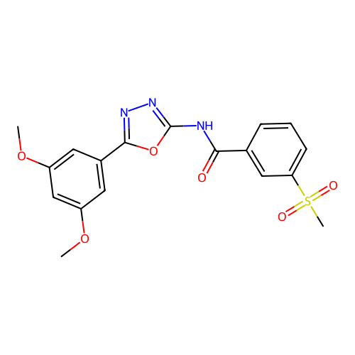 N-[5-(3,5-dimethoxyphenyl)-1,3,4-oxadiazol-2-yl]-3-methylsulfonylbenzamide structure