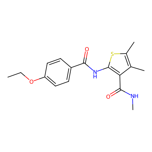 2-(4-ethoxybenzamido)-N,4,5-trimethylthiophene-3-carboxamide structure