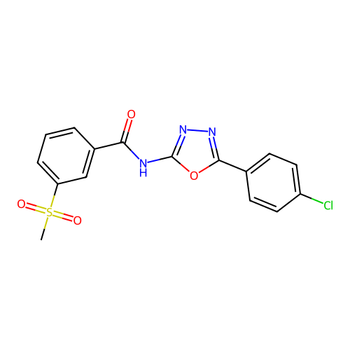 N-[5-(4-chlorophenyl)-1,3,4-oxadiazol-2-yl]-3-methylsulfonylbenzamide structure