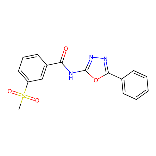 3-(methylsulfonyl)-N-(5-phenyl-1,3,4-oxadiazol-2-yl)benzamide structure