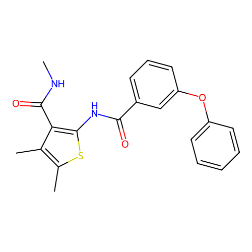 N,4,5-trimethyl-2-(3-phenoxybenzamido)thiophene-3-carboxamide structure