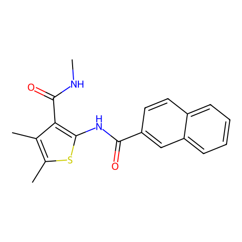 N,4,5-trimethyl-2-(naphthalene-2-carbonylamino)thiophene-3-carboxamide structure