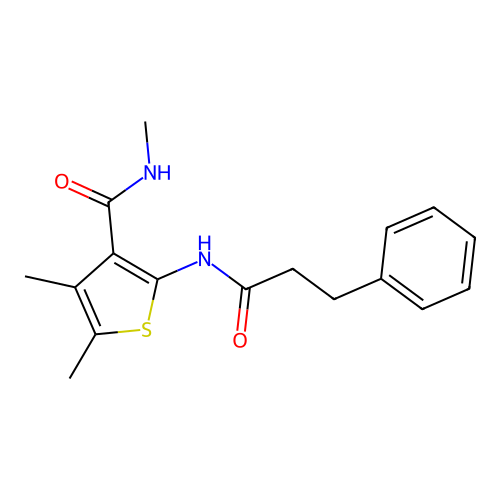 N,4,5-trimethyl-2-(3-phenylpropanamido)thiophene-3-carboxamide structure