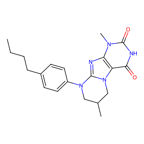9-(4-butylphenyl)-1,7-dimethyl-7,8-dihydro-6H-purino[7,8-a]pyrimidine-2,4-dione structure