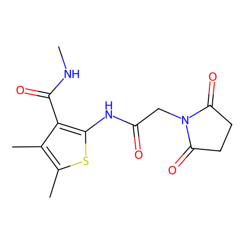 2-(2-(2,5-dioxopyrrolidin-1-yl)acetamido)-N,4,5-trimethylthiophene-3-carboxamide structure