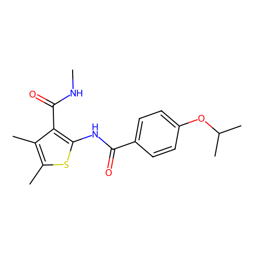 2-(4-isopropoxybenzamido)-N,4,5-trimethylthiophene-3-carboxamide structure