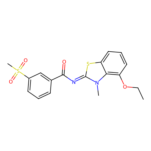 N-(4-ethoxy-3-methyl-1,3-benzothiazol-2-ylidene)-3-methylsulfonylbenzamide structure
