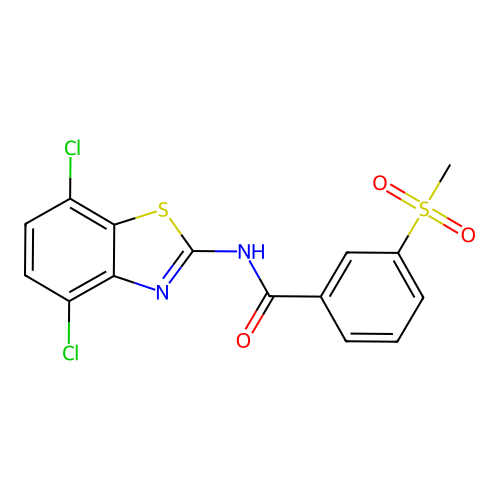 N-(4,7-dichlorobenzo[d]thiazol-2-yl)-3-(methylsulfonyl)benzamide structure