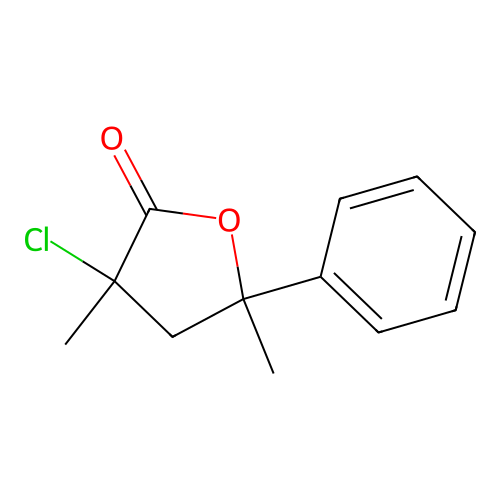 3-Chlorodihydro-3,5-dimethyl-5-phenylfuran-2(3H)-one structure