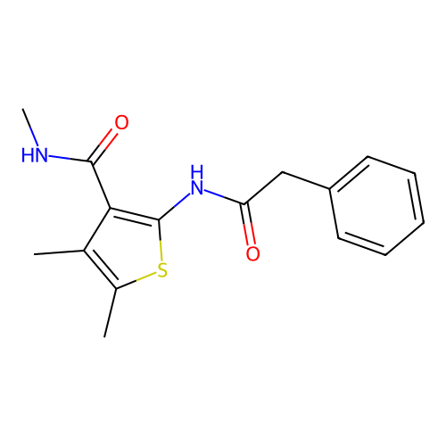 N,4,5-trimethyl-2-(2-phenylacetamido)thiophene-3-carboxamide structure