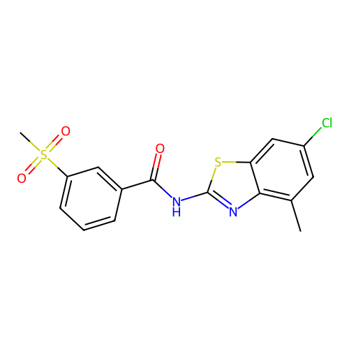 N-(6-chloro-4-methylbenzo[d]thiazol-2-yl)-3-(methylsulfonyl)benzamide structure