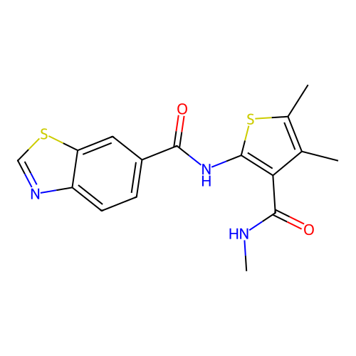 N-[4,5-dimethyl-3-(methylcarbamoyl)thiophen-2-yl]-1,3-benzothiazole-6-carboxamide structure