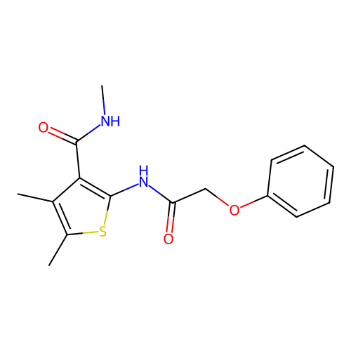 N,4,5-trimethyl-2-(2-phenoxyacetamido)thiophene-3-carboxamide structure