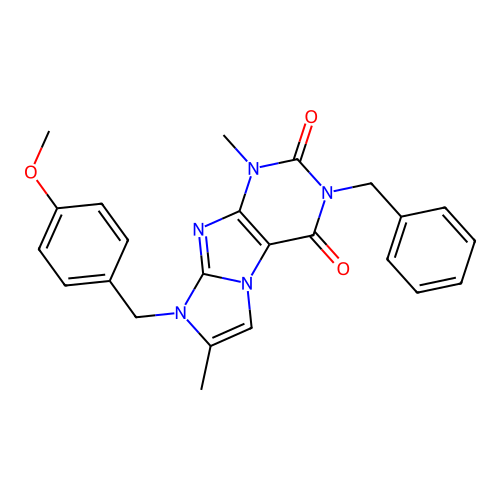 3-benzyl-8-(4-methoxybenzyl)-1,7-dimethyl-1H-imidazo[2,1-f]purine-2,4(3H,8H)-dione structure