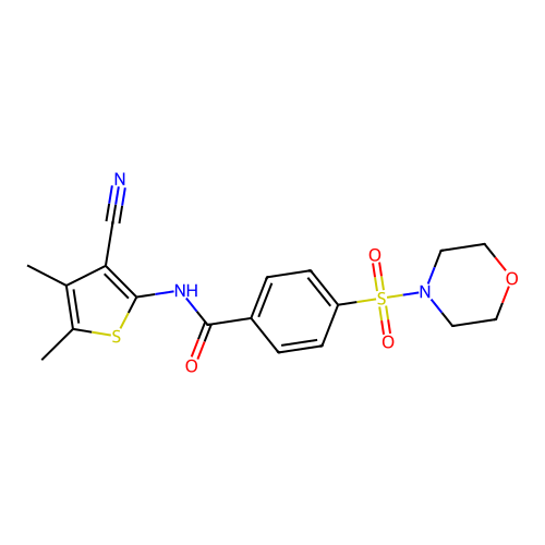 N-(3-cyano-4,5-dimethylthiophen-2-yl)-4-(morpholinosulfonyl)benzamide structure