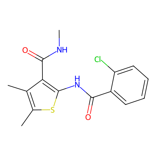 2-(2-chlorobenzamido)-N,4,5-trimethylthiophene-3-carboxamide structure