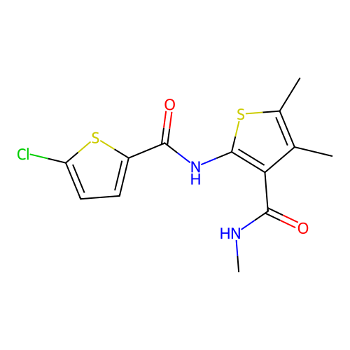 2-(5-chlorothiophene-2-amido)-N,4,5-trimethylthiophene-3-carboxamide structure