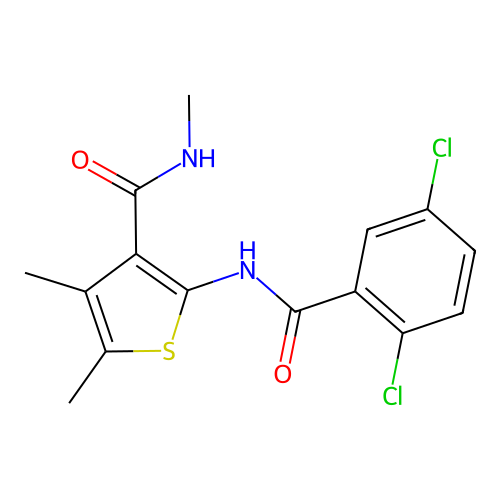 2-(2,5-dichlorobenzamido)-N,4,5-trimethylthiophene-3-carboxamide structure