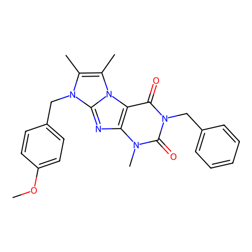 3-benzyl-8-(4-methoxybenzyl)-1,6,7-trimethyl-1H-imidazo[2,1-f]purine-2,4(3H,8H)-dione structure