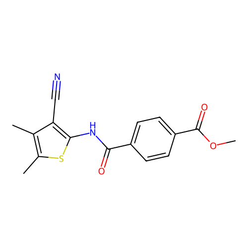 Methyl 4-[(3-cyano-4,5-dimethylthiophen-2-yl)carbamoyl]benzoate structure