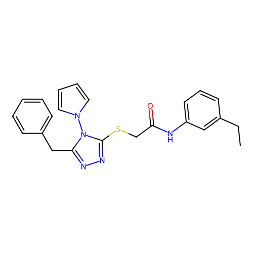 2-{[5-benzyl-4-(1H-pyrrol-1-yl)-4H-1,2,4-triazol-3-yl]sulfanyl}-N-(3-ethylphenyl)acetamide structure