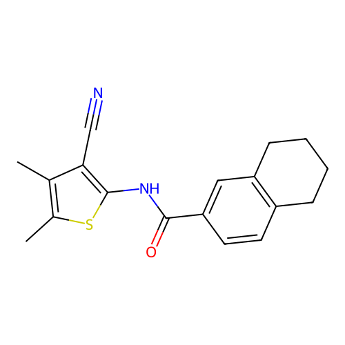 N-(3-cyano-4,5-dimethylthiophen-2-yl)-5,6,7,8-tetrahydronaphthalene-2-carboxamide structure