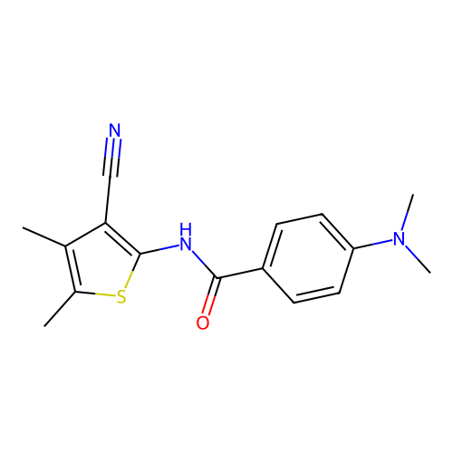 N-(3-cyano-4,5-dimethylthiophen-2-yl)-4-(dimethylamino)benzamide structure