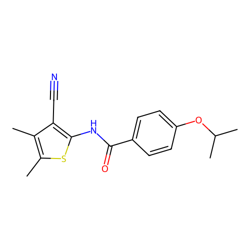 N-(3-cyano-4,5-dimethylthiophen-2-yl)-4-isopropoxybenzamide structure