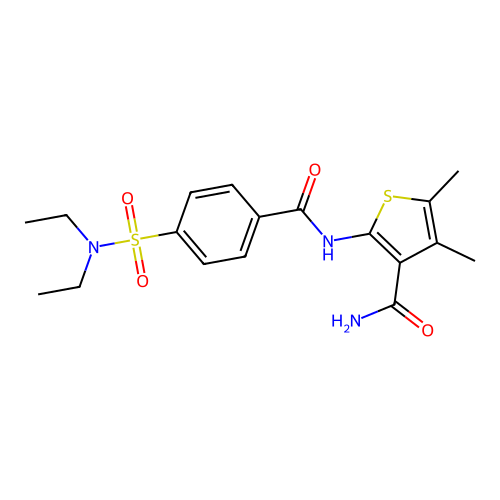 2-[[4-(Diethylsulfamoyl)benzoyl]amino]-4,5-dimethylthiophene-3-carboxamide structure