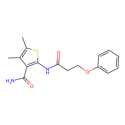 4,5-Dimethyl-2-(3-phenoxypropanamido)thiophene-3-carboxamide structure