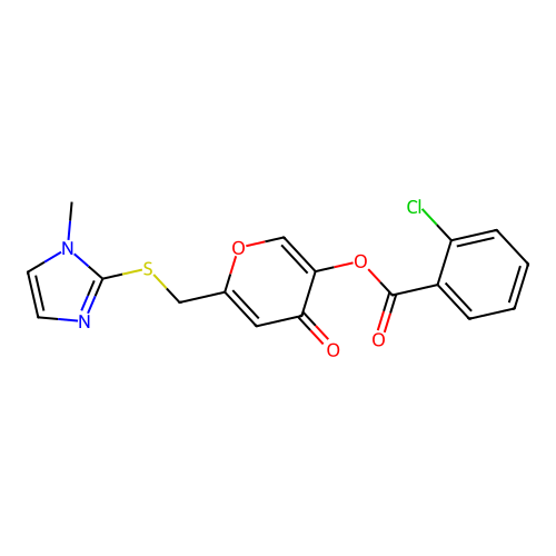 [6-[(1-Methylimidazol-2-yl)sulfanylmethyl]-4-oxopyran-3-yl] 2-chlorobenzoate structure