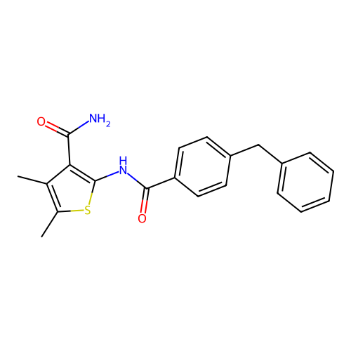 2-(4-Benzylbenzamido)-4,5-dimethylthiophene-3-carboxamide structure