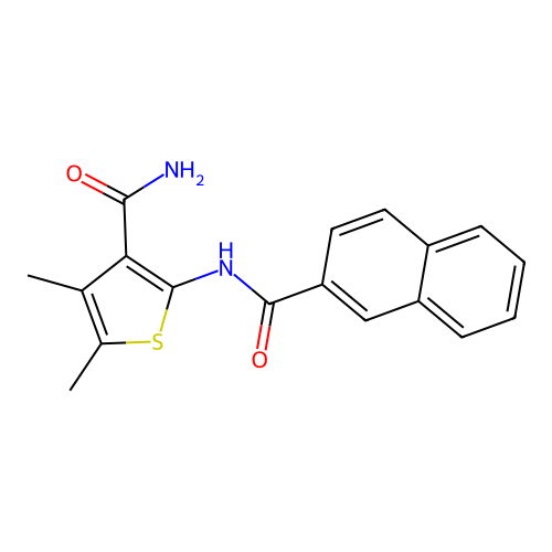 2-(2-Naphthamido)-4,5-dimethylthiophene-3-carboxamide structure