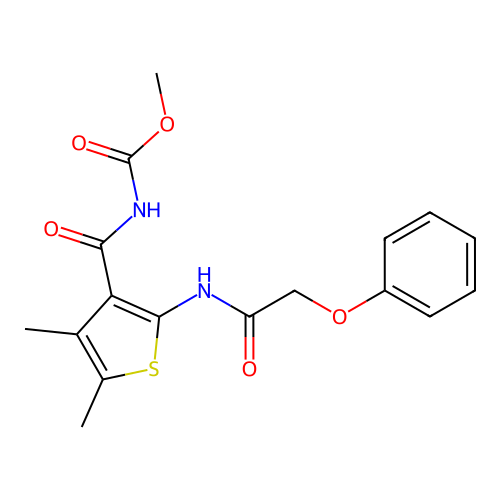 Methyl (4,5-dimethyl-2-(2-phenoxyacetamido)thiophene-3-carbonyl)carbamate structure