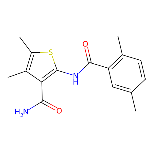 2-(2,5-Dimethylbenzamido)-4,5-dimethylthiophene-3-carboxamide structure