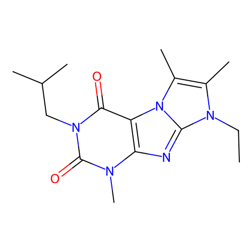 8-ethyl-3-isobutyl-1,6,7-trimethyl-1H-imidazo[2,1-f]purine-2,4(3H,8H)-dione structure