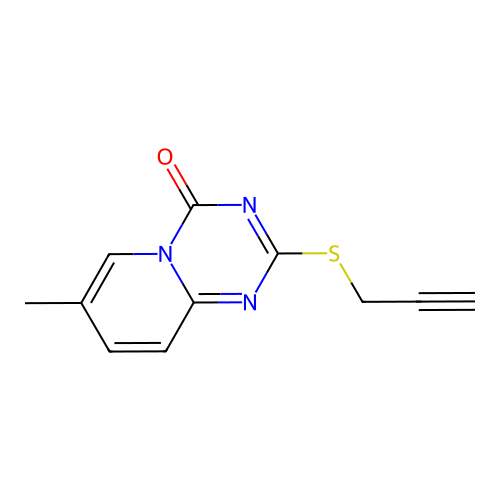 7-methyl-2-(prop-2-yn-1-ylthio)-4H-pyrido[1,2-a][1,3,5]triazin-4-one structure
